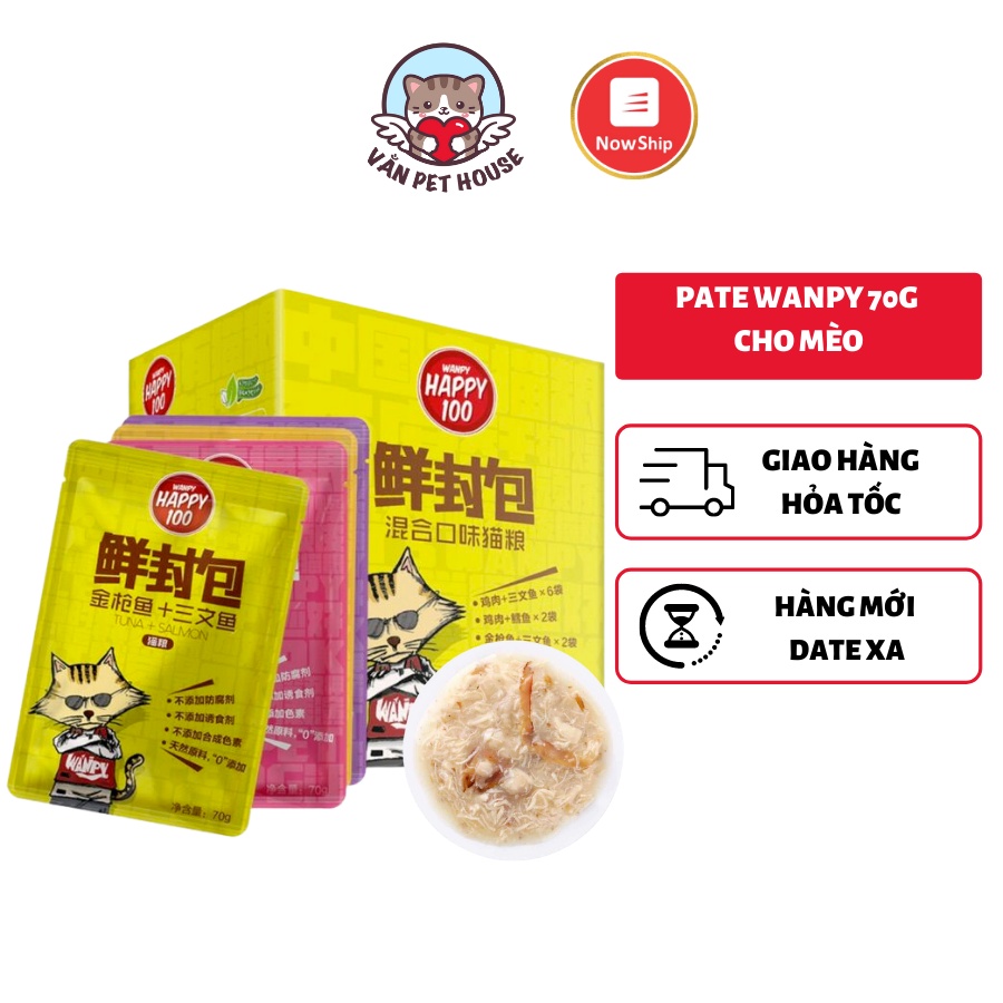 Pate Mèo Wanpy Happy 100 Gói 70g - Ngon Hấp Dẫn