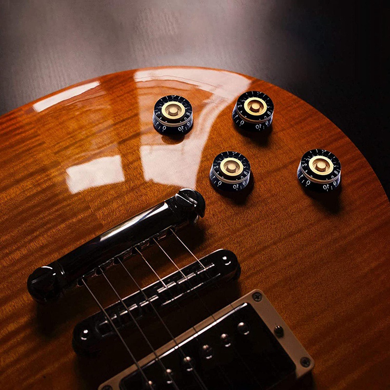 Set 4 Nút Điều Chỉnh Tốc Độ Âm Lượng Cho Đàn Guitar Điện Les Paul LP Màu Vàng Trong Suốt