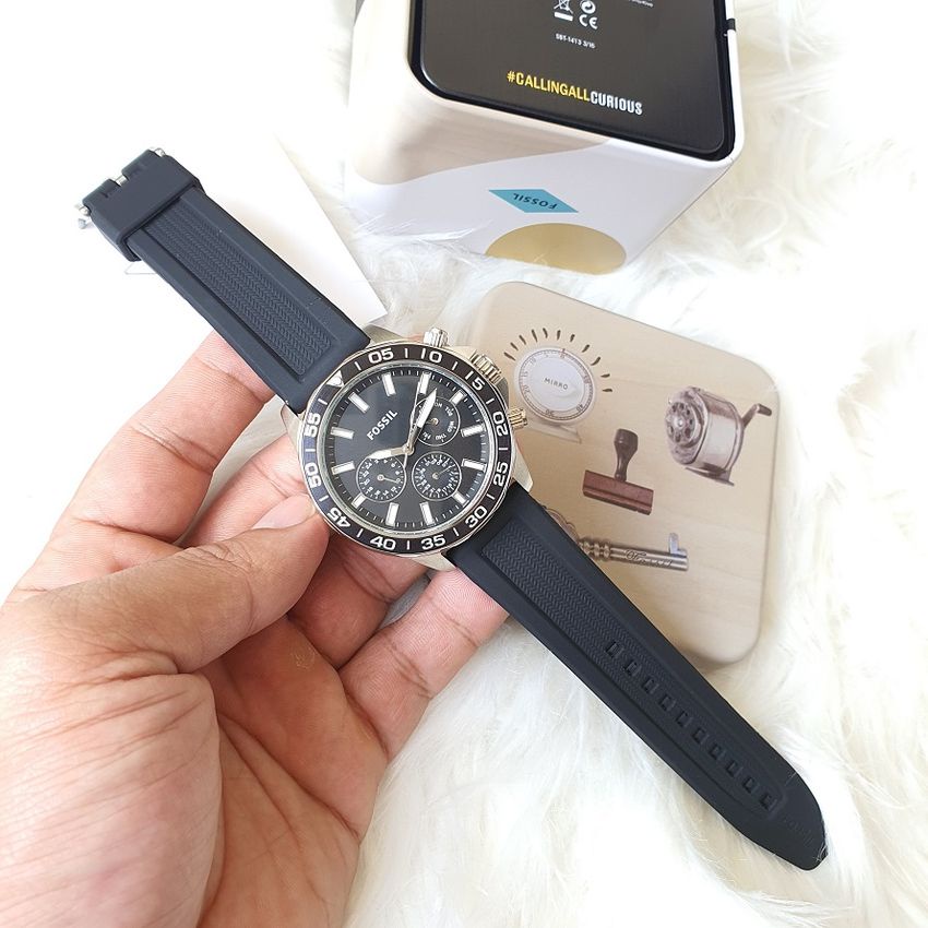 Đồng Hồ Nam Fossil BQ2494 Ba Mặt Số Phụ Quartz 45mm Dây Silicone