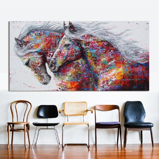 Tranh treo tường hiện đại hình ngựa bằng vải canvas