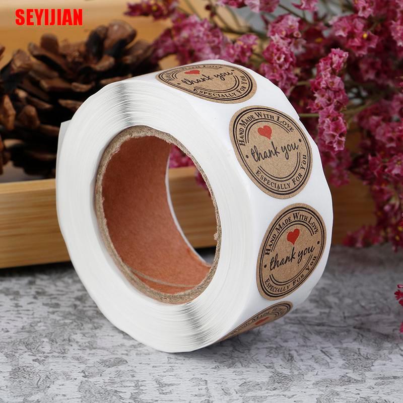 Set 500 Miếng Dán Tròn In Chữ Thank You Trang Trí Quà Tặng