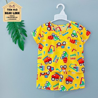 [size 9: 18-19kg] Đồ bộ cho bé trai, quần áo trẻ em vải tole lanh đùi có tay- Tiệm nhà Nghi Linh