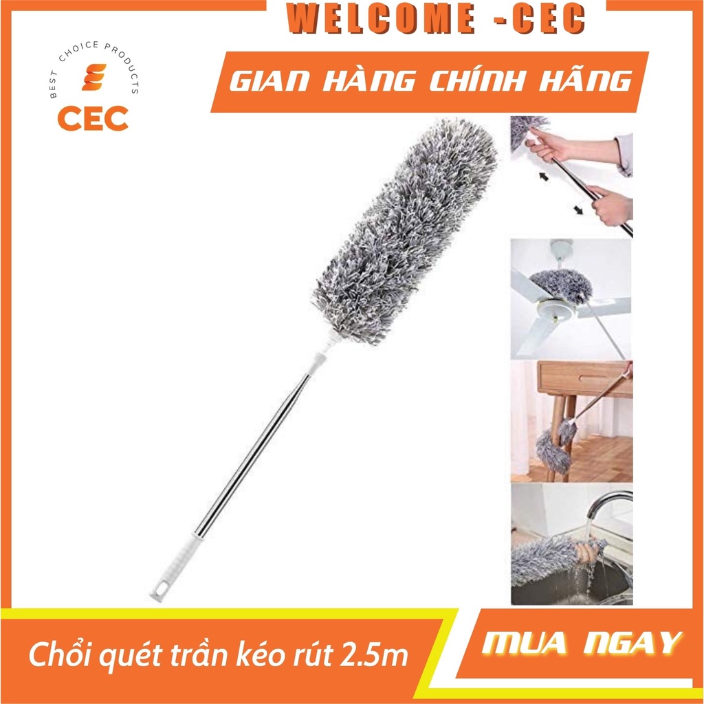 Chổi Quét Trần Nhà, Cây Phất Trần Thông Minh Kéo Rút Dài 2m5 Đa Năng CPT25 [CEC Store]