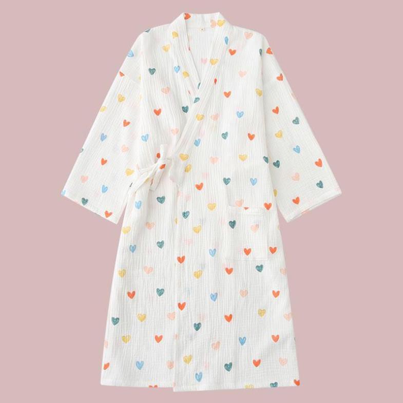 Áo Choàng Ngủ Vải cotton Mỏng In Hoạt Hình Phong Cách Nhật Bản Thời Trang Xuân Thu Cho Nữ đẹp