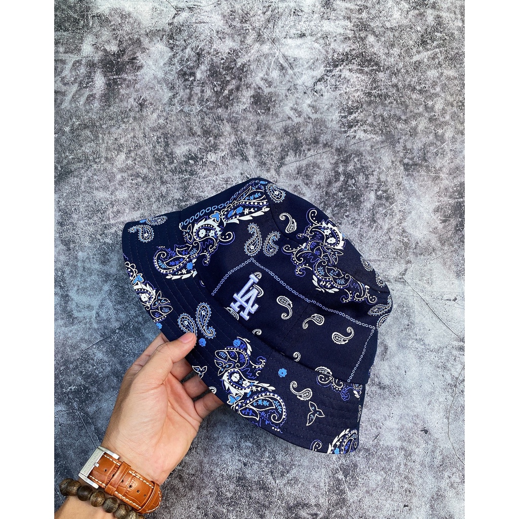 Nón Vành Thời Trang MLB Paisley Bucket Hat Navy &amp; Sky Blue N40