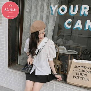 Set Quần Áo ♥️ FREE SHIP ♥️ Set Áo Sơ Mi Cổ Thêu + Quần Váy Xòe Thời Trang - Thanh Lịch - Chất Vải Thoáng Mát