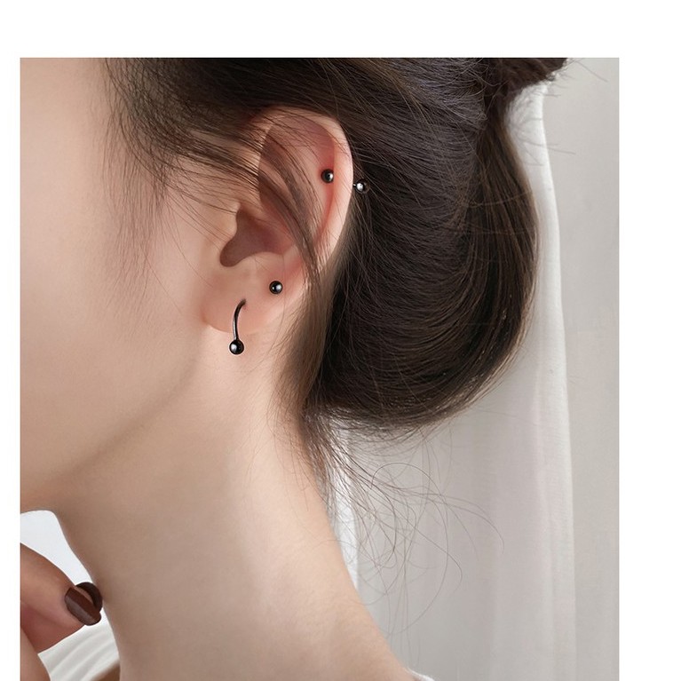 Khuyên tai tròn Bạc ý 925 bi cá tính nam nữ