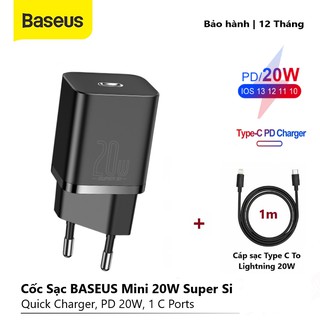 Mua Củ Sạc Nhanh Baseus Super Si Mini USB C 20W  Hỗ Trợ QC3.0 PD sạc nhanh cho iphone 12/ dây sạc 20W