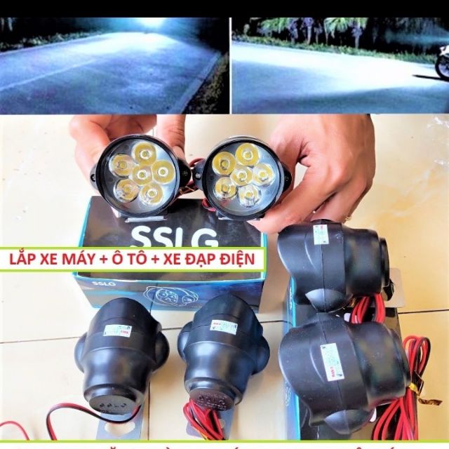 COMBO 2 ĐÈN TRỢ SÁNG L6 SIÊU SÁNG XE MÁY ÔTÔ XE ĐẠP ĐIỆN MẪU MỚI