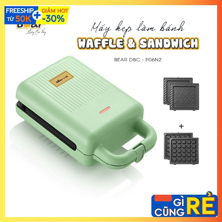 ( Hàng nhập khẩu ) Máy nướng bánh waffle, kẹp bánh mì sandwich Bear