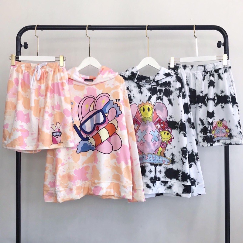 Set Hoodie Loang 3D Hoạ Tiết BAD RABIT Ảnh Thật