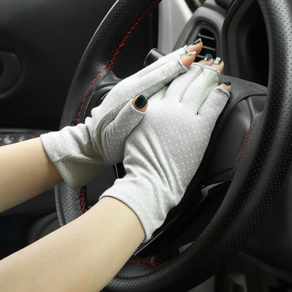 1 / 4 Đôi Găng Tay Lái Xe Hở Ngón Chống Tia UV Sự Bảo Vệ