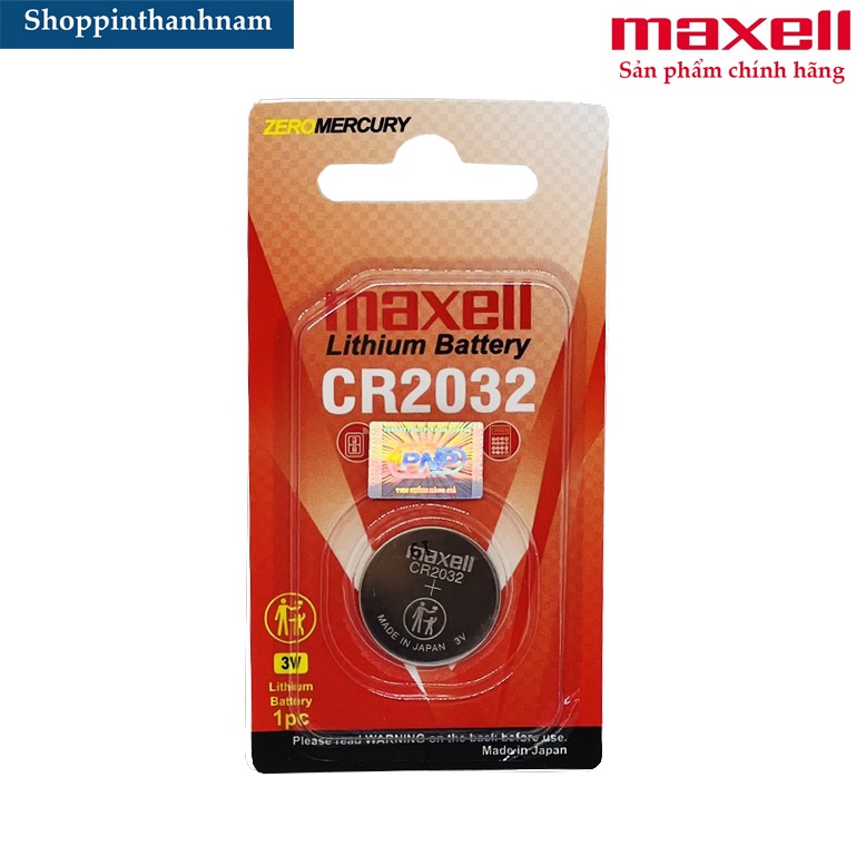 Pin CR2032 Lithium 3V Maxell vỉ 1 viên cao cấp Made In Japan - Hàng chính hãng
