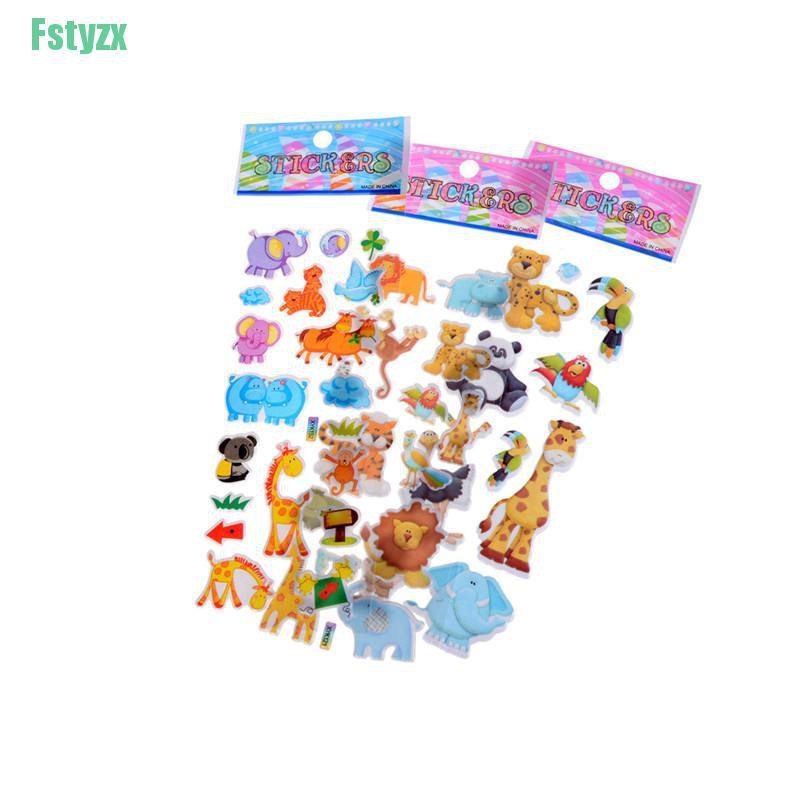 fstyzx Kids Toys Cartoon Cute Animals Zoo 3D Stickers Children Girls Boys PVC Stickers