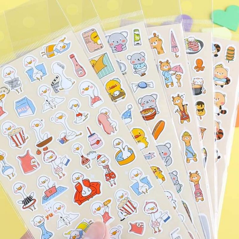 Sticker 1 Tấm Thường Hình Dán Con Vật Dễ Thương