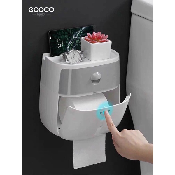Hỏa tốc->Hộp đựng giấy vệ sinh đa năng 2 tầng ecoco