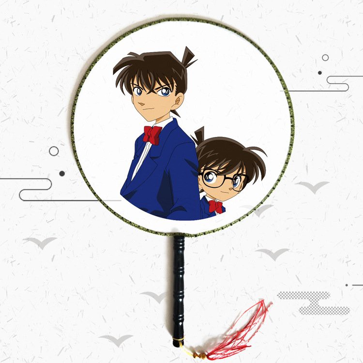 Quạt tròn cổ trang Conan anime cầm tay