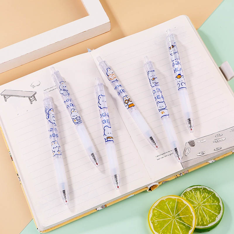 Bút mực gel ngòi 0.5mm vỏ họa tiết gấu xinh xắn tiện dụng