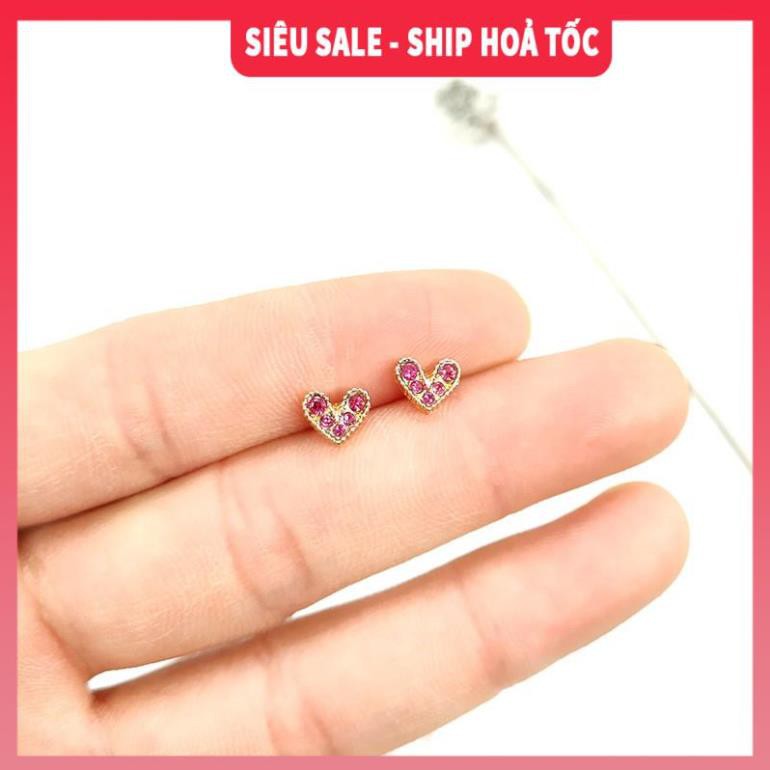 [SIÊU SALE - KÈM ẢNH THẬT] Bông tai bạc 925 đính đá hình trái tim| Khuyên tai nữ| Bông tai đẹp - Wink Accessories L1AS01