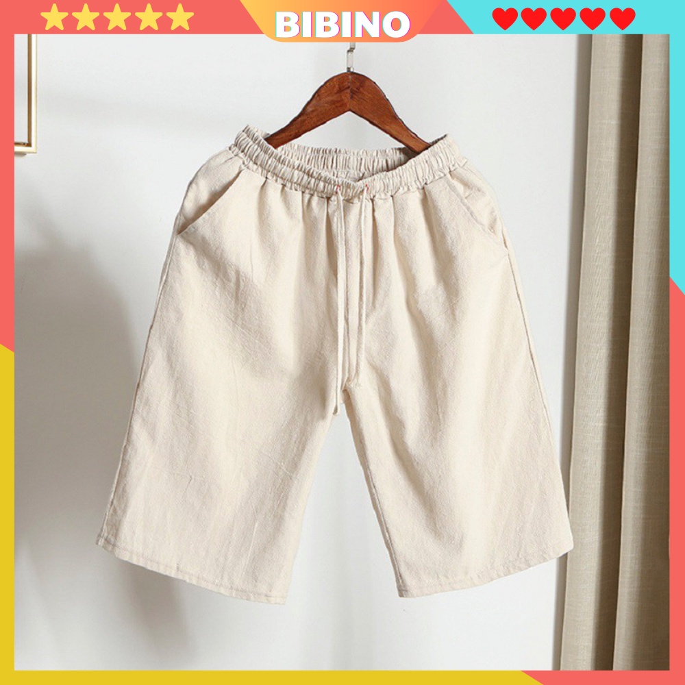 Quần short đũi nam đùi thể thao nam big size unisex form rộng vải đũi mềm mịn dày dặn cao cấp thoáng mát BIBINO