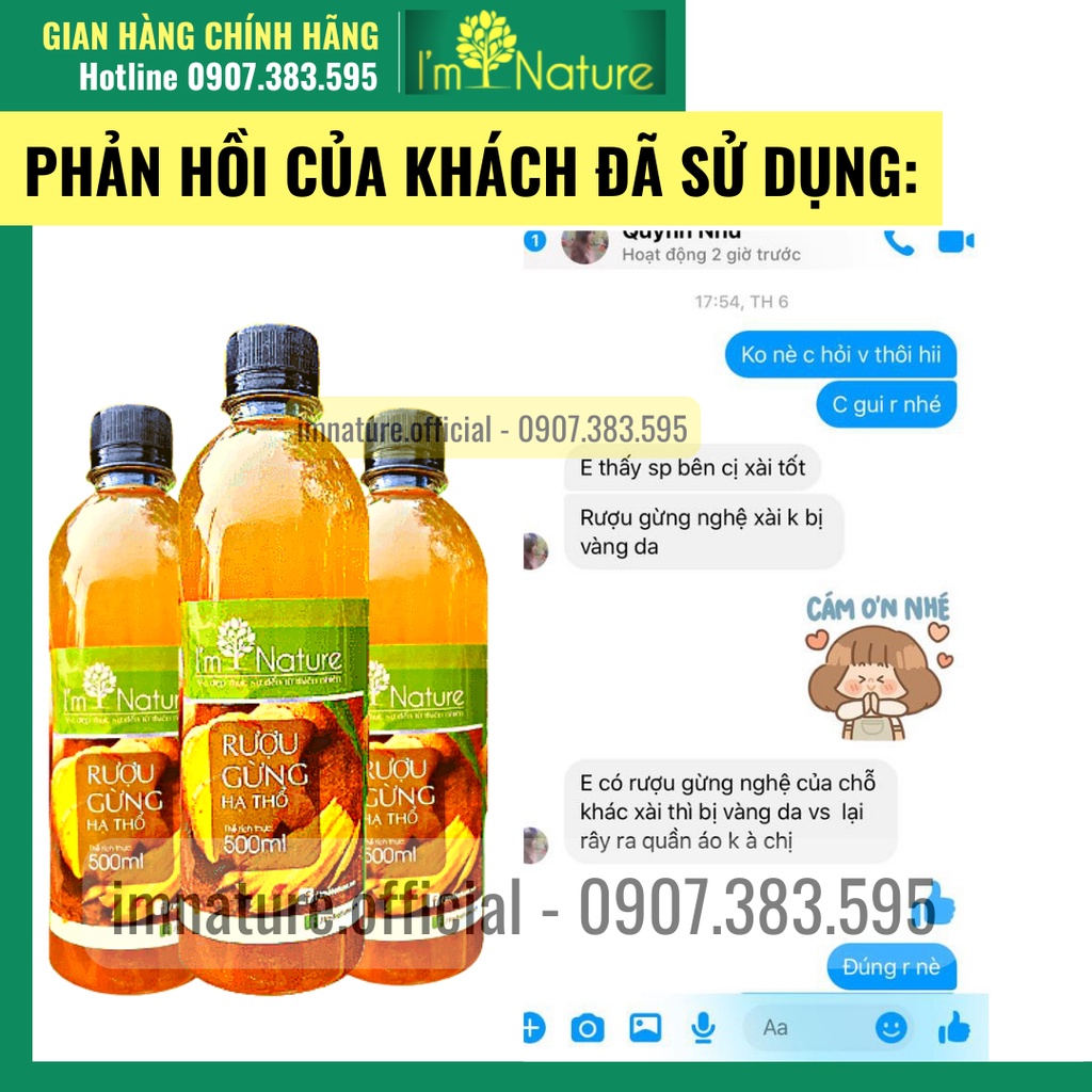 Rượu Gừng Hạ Thổ I'm Nature Giúp Giảm Mỡ - Đánh Gió - Phòng Ngừa Cảm Cúm 500ml