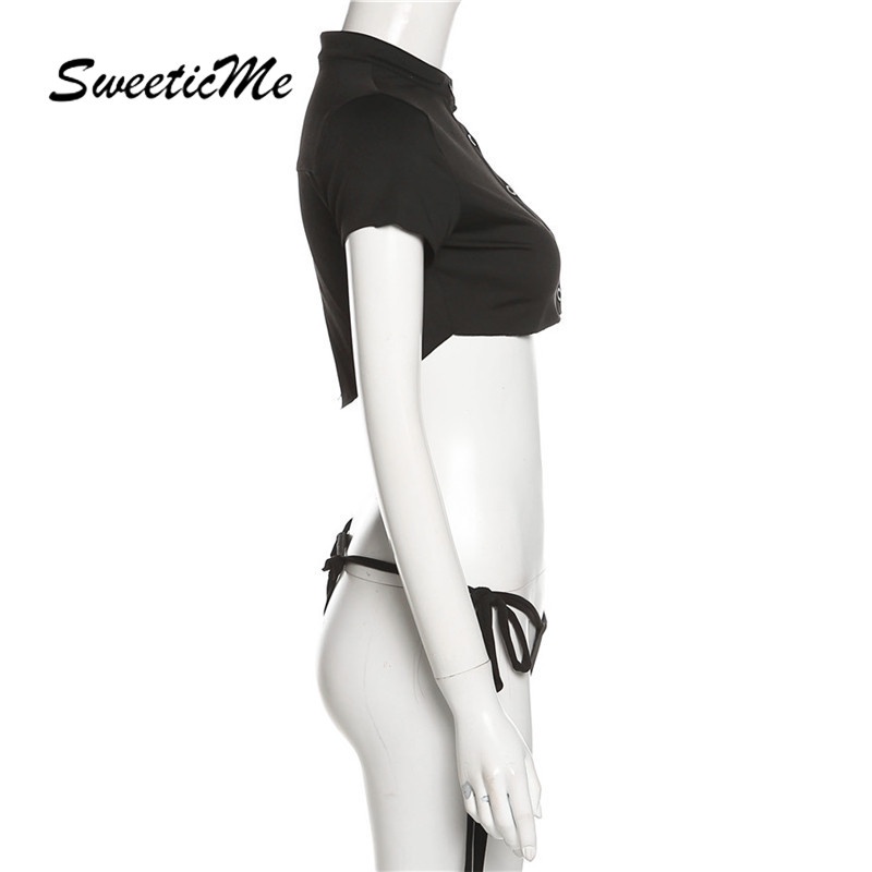 Bộ Đồ Bơi Sweeticme   Tay Ngắn Thắt Dây Thời Trang Quyến Rũ Cho Nữ