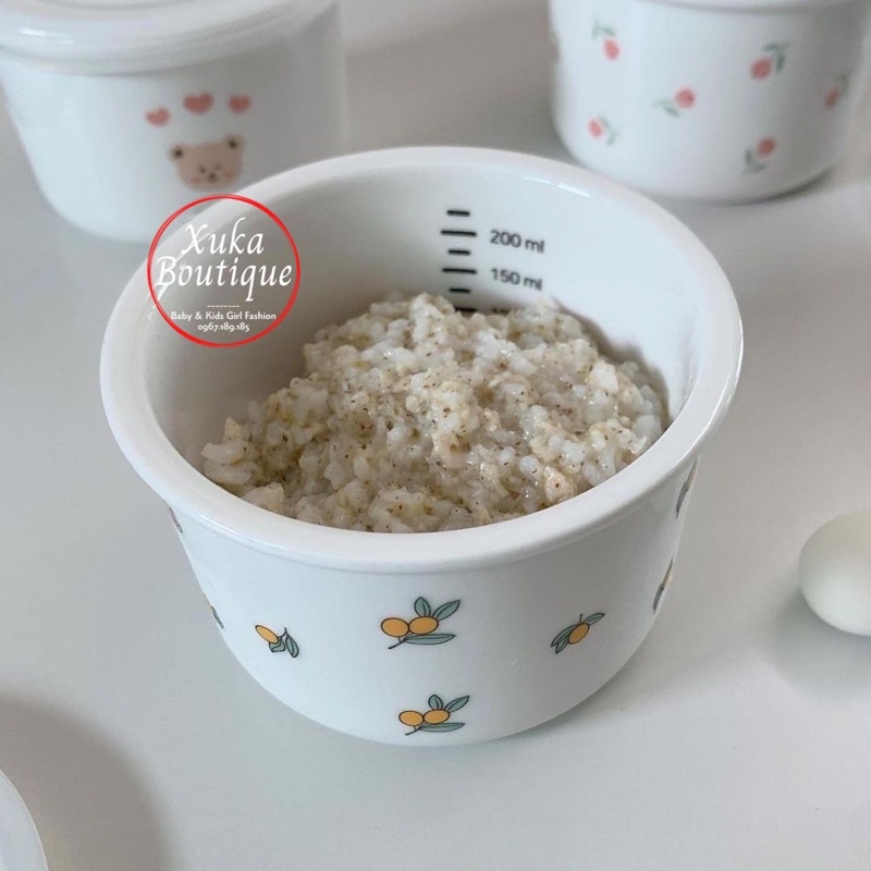 Bát Sứ Ăn Dặm Cao Cấp Cho Bé Có Nắp Đậy Giữ Nhiệt Tiện Lợi Kiêm Bát Ăn Dặm và Hộp Trữ Đông