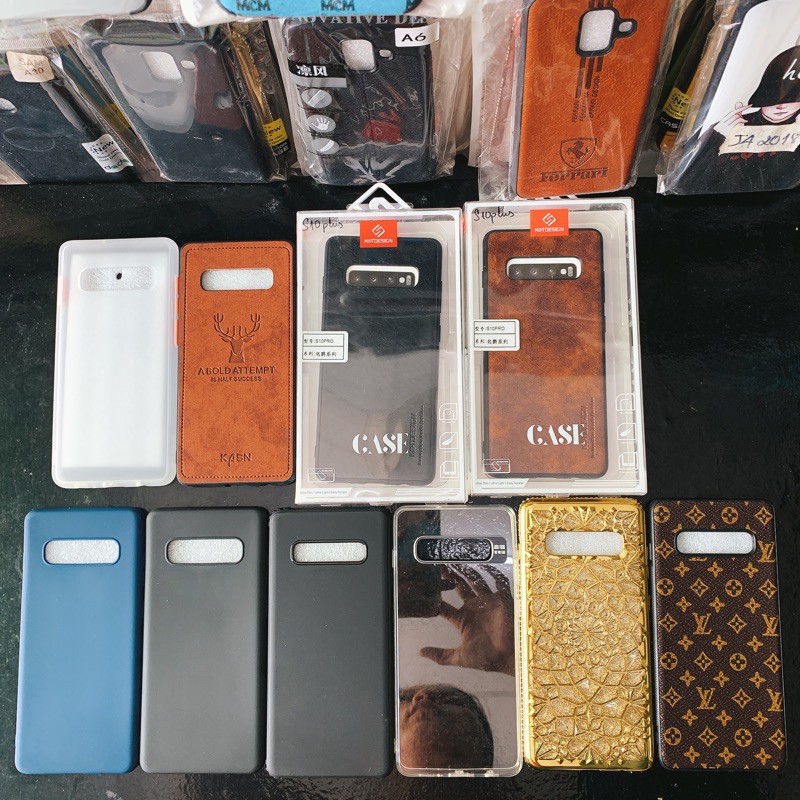Ốp lưng Samsung S10 Plus dẻo viền đính đá, giả da, dẻo màu, trong chống sốc