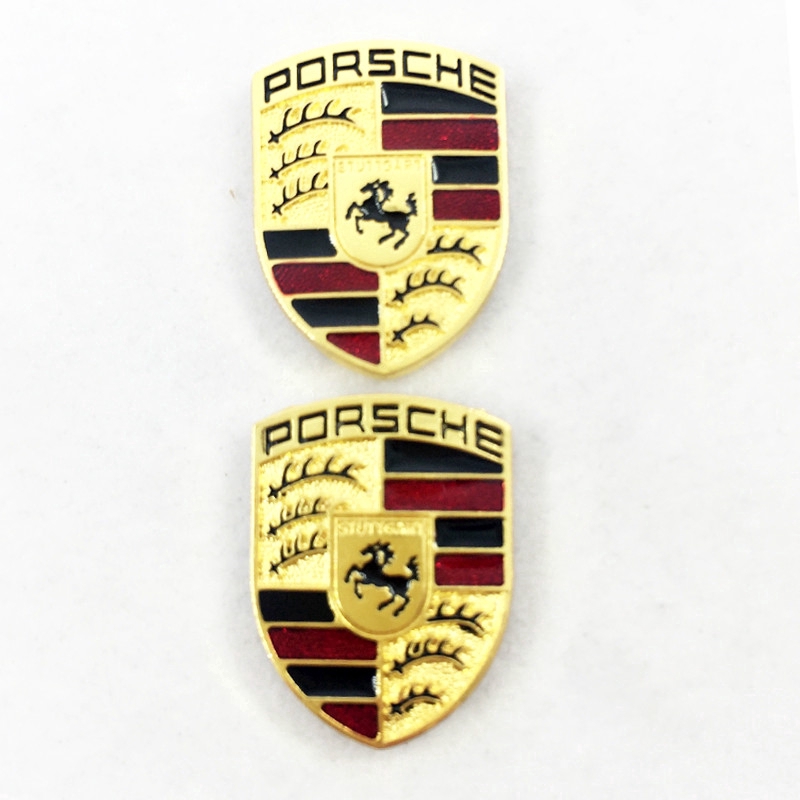 Set 2 Logo Kim Loại Trang Trí Xe Ô Tô Porsche Phong Cách Cá Tính