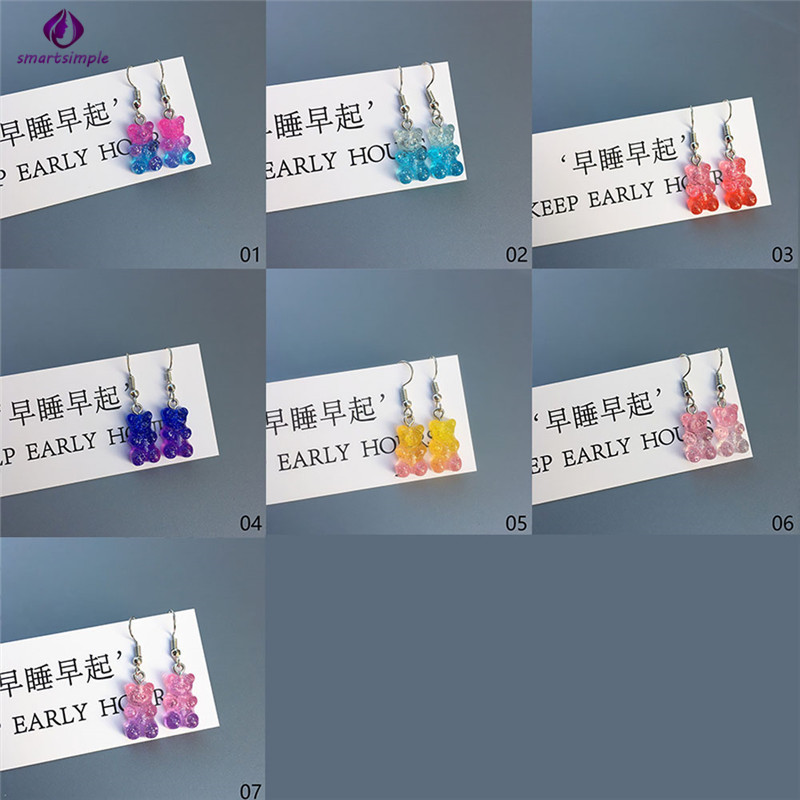 Hoa tai resin hình gấu nhiều màu dễ thương cho nữ