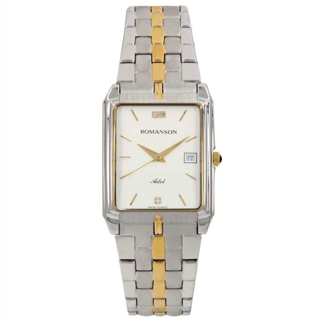 Đồng hồ Romanson Men Watch TM8154CMCWH mặt nhỏ chữ nhật kính chống xước, máy Thụy Sĩ, dây da cao cấp chính hãng