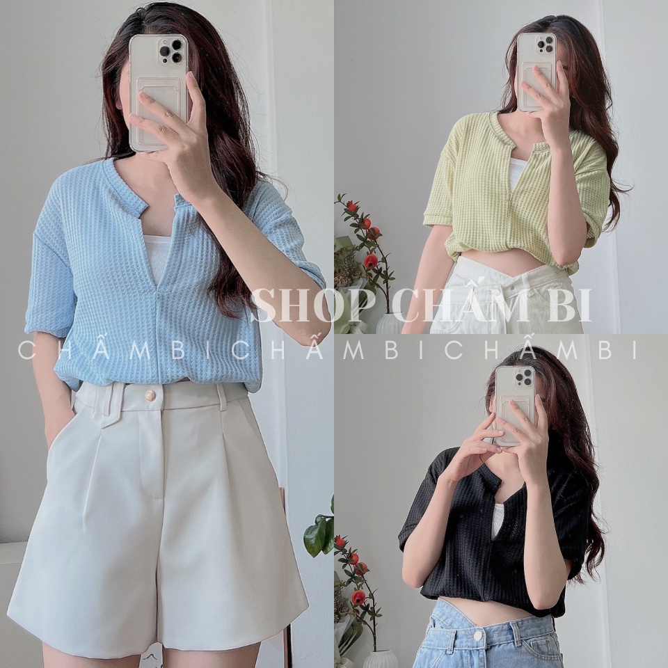 Áo croptop nữ A.335, Áo kiểu cộc tay bo thân và áo 2 dây trắng cực xinh - Thời trang nữ Chấm Bi