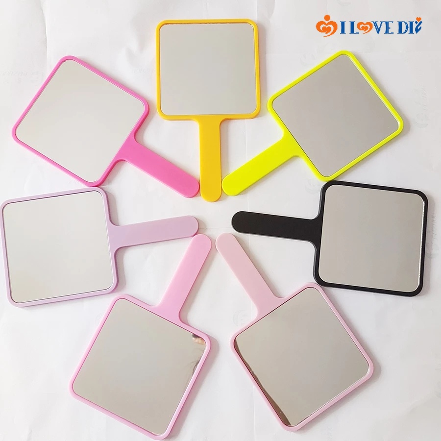 1 Gương Trang Điểm Cầm Tay Hình Vuông Màu Sắc Ngẫu Nhiên