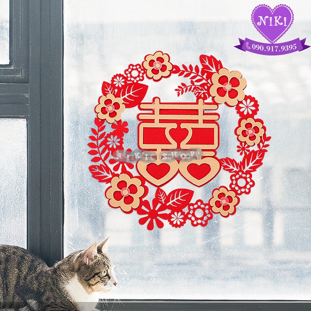 CHỬ HỶ ĐÁM CƯỚI 3D NỔI MẪU MỚI LẠ - SANG CHẢNH TRANG TRÍ CƯỚI - DÁN PHÒNG - DÁN XE - DÁN CỬA