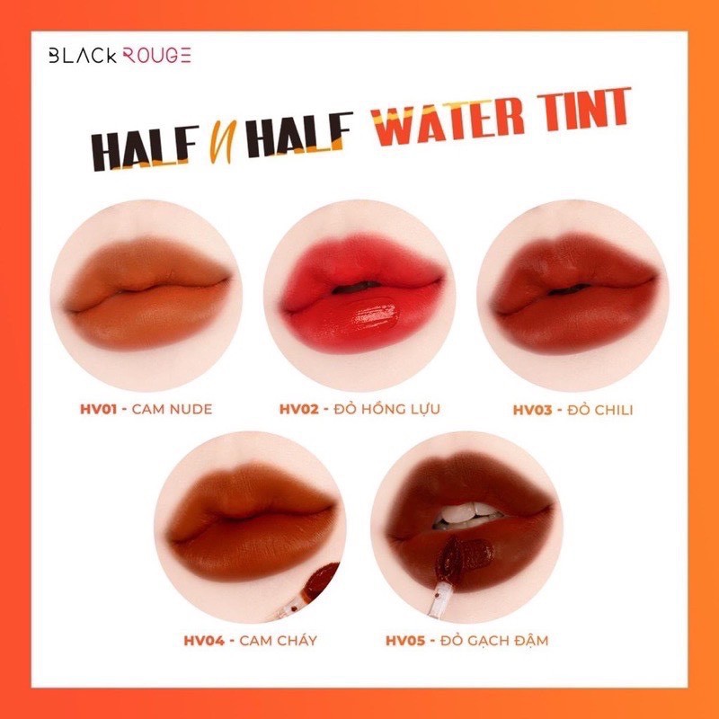 Son Kem Black Rouge Half N Half Water Velvet/  Water Glow/ Tangle Bóng 3.5gr Hàn Quốc chính hãng