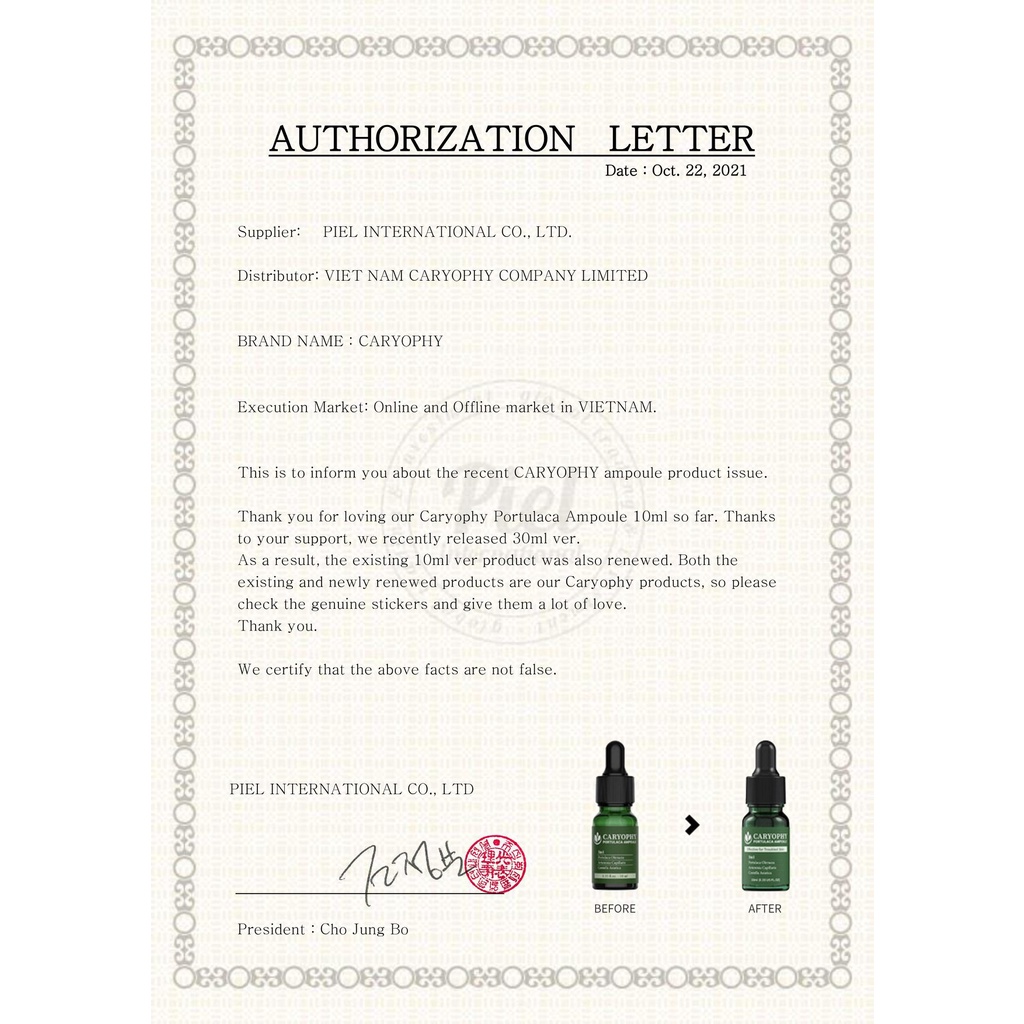 Serum Giảm Mụn, Giảm Thâm Mụn Caryophy Portulaca Ampoule ( Mẫu Mới 2021 )