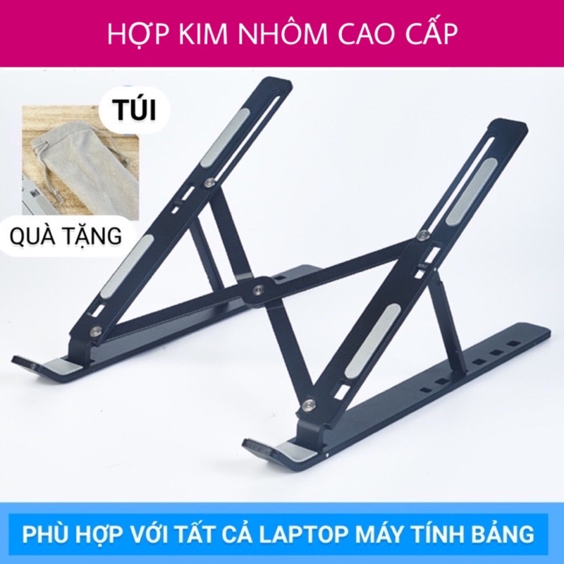 Giá Đỡ Kiêm Đế Tản Nhiệt Chất Liệu Nhôm Và Nhựa ABS Cao Cấp Cho Laptop Máy Tính Bảng Chống Gù Lưng Mỏi Mắt Khi Làm Việc