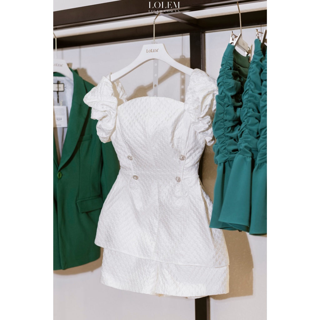 Set quần áo nữ LOLEM SQ045 quần short áo peplum vải gấm xốp thượng hạng mềm mịn