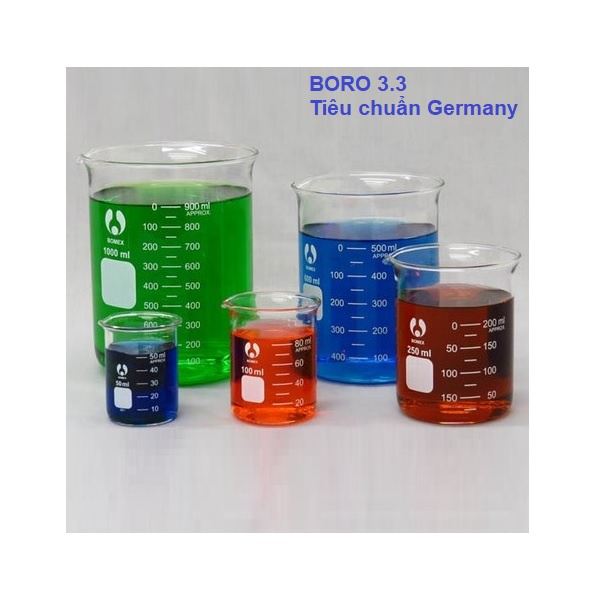 Cốc đốt 25ml thủy tinh chịu nhiệt đun làm son môi, mỹ phẩm, dược liệu, pha chế tiêu chuẩn Boro 3.3 Đức | Beaker low form