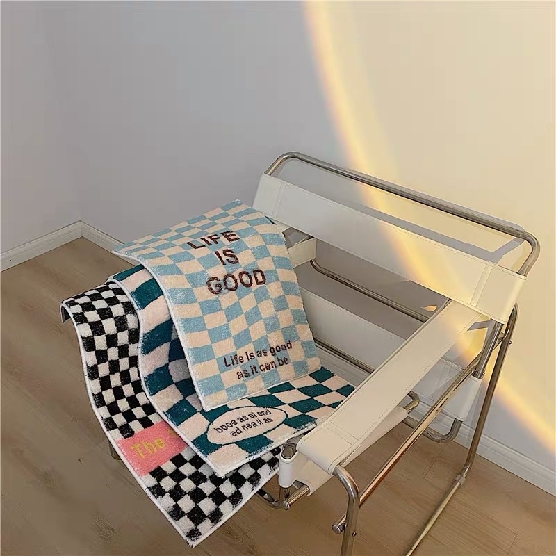 Thảm chùi chân kẻ ô, thảm chùi lông cừu phòng khách - Décor nhà Sò