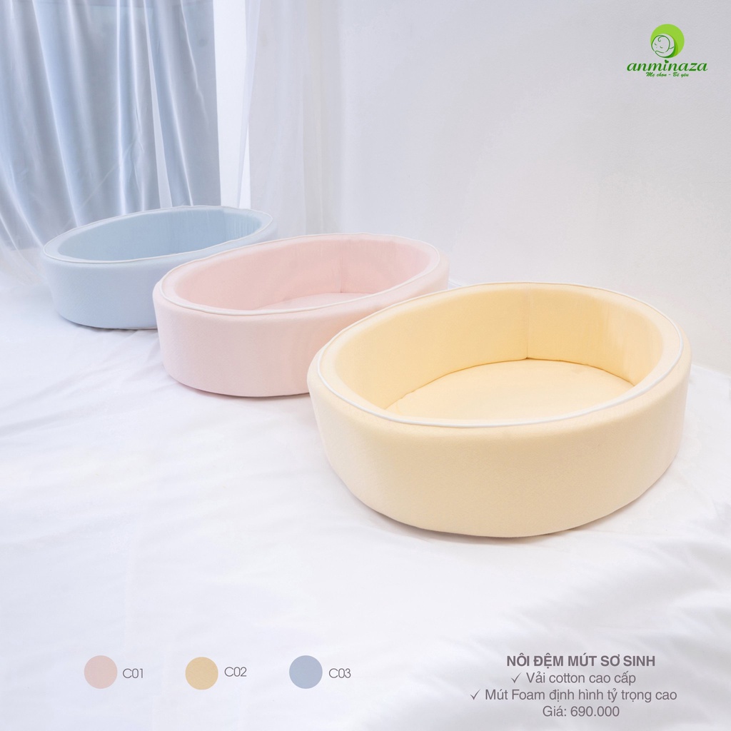 Nôi nệm mút 50x80x17cm Anminaza cao cấp