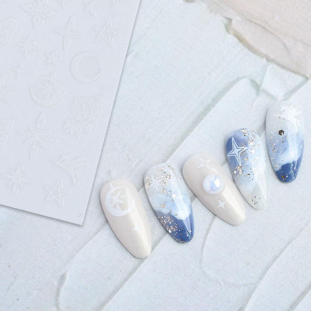 Miếng Dán Móng Tay Tự Dính Họa Tiết Hoa Hồng Trắng Đen 3D