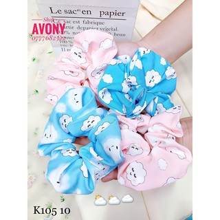 Cột tóc vải scrunchies hoạ tiết mây