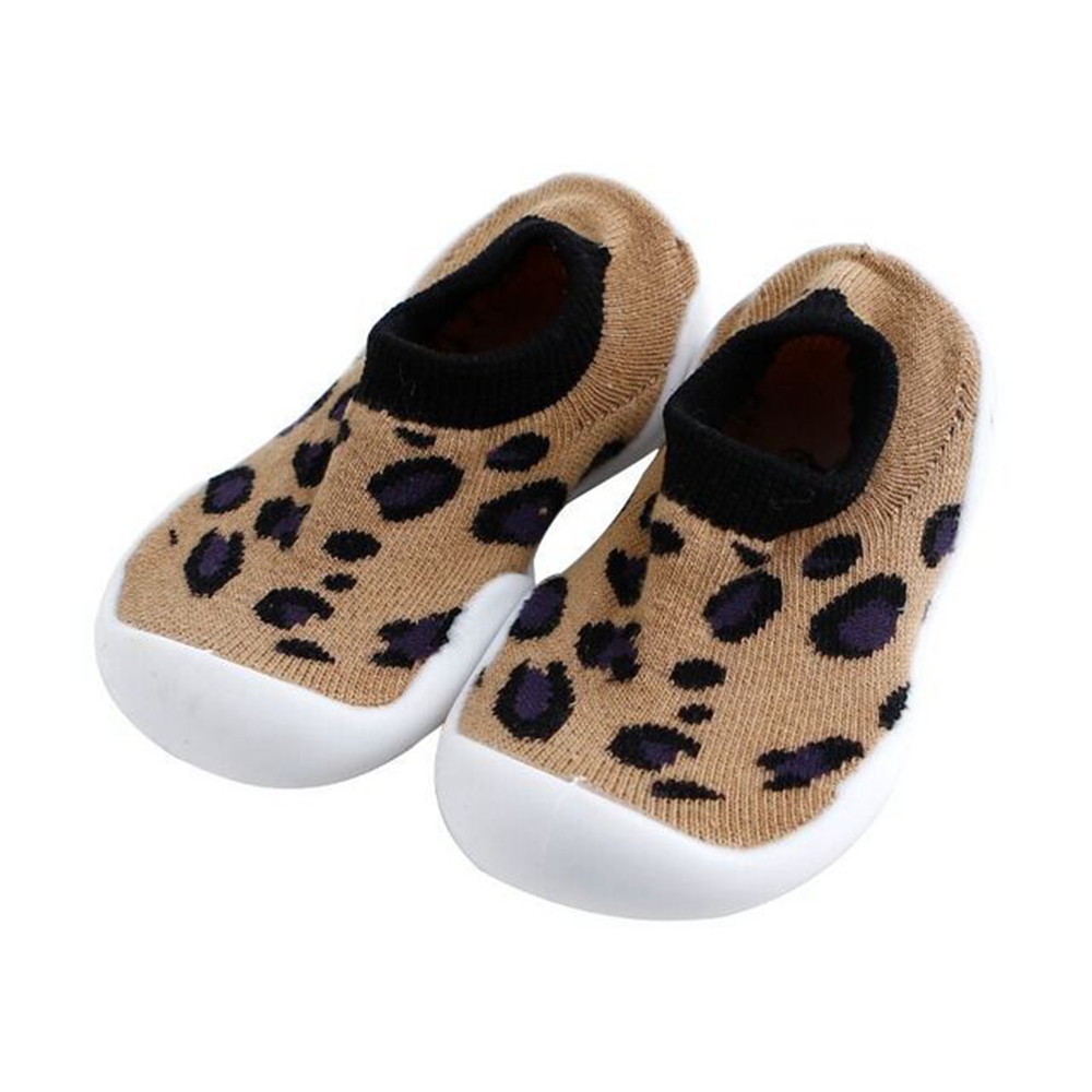 1-4Yrs Toddler Baby Shoes Girl Boy Kids Soft Rubber Sole Shoes Cute Leopard Print Non-slip Floor Socks Shoes