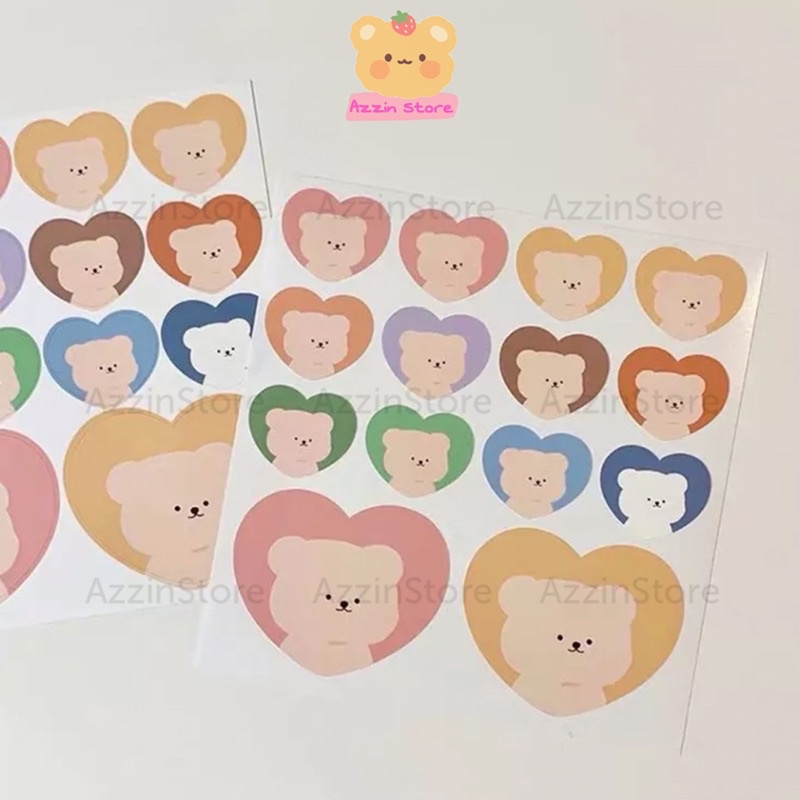 Nhãn Dán Hoạ Tiết Hình Gấu Chống Nước Sticker Hoạt Hình Dễ Thương Màu Sắc - Azzin Store