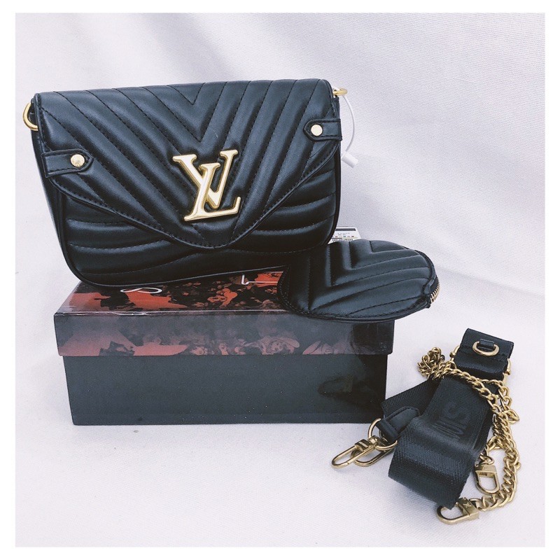 Túi xách đeo chéo LV Black da mềm tặng kèm ví tròn fullbox • 166