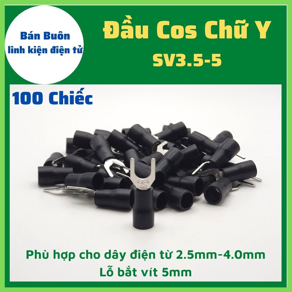 100 Đầu cos chữ Y3.5-5, cốt chẻ 3.5-5, đầu cos dâu điện, sv3.5-5, Cosse Y, SV3.5-5