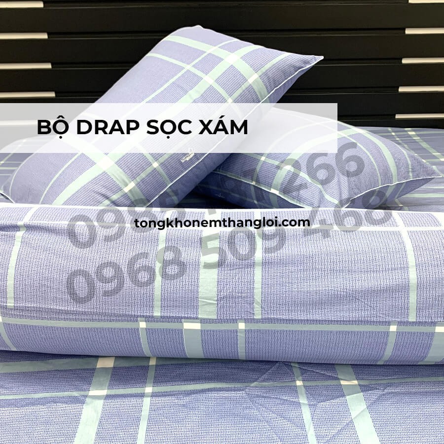 [Ảnh Thật] Sọc Xám - Bộ Drap Cotton 4 món Thắng Lợi Chính Hãng