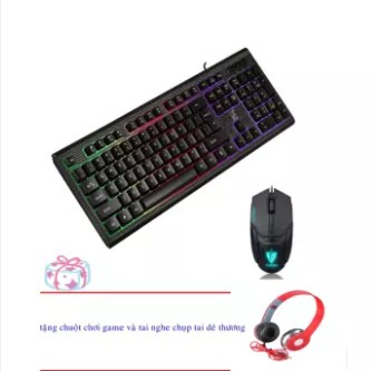 Bàn phím chuyên game có đèn led GMTP Q9 (Đen) + tặng chuột chơi game pansen (đen)+ tặng tai nghe chụp tai dễ thương(đỏ)