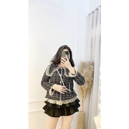 ÁO DẠ TWEED VIỀN BÈO TIỂU THƯ